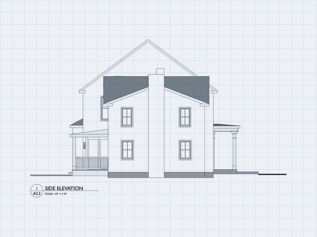 Side elevation blueprint